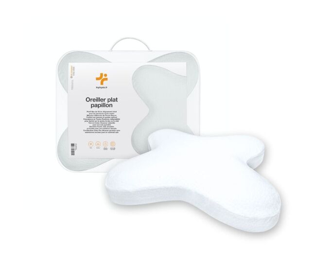 Almohada mariposa plana viscoelástica con funda de algodón 56x46x10 cm