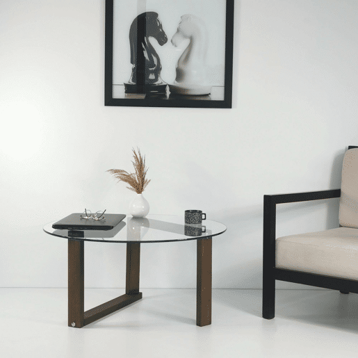 Mesa de Centro com Porta-revistas em Madeira Maciça