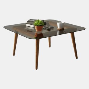 Mesa de Centro em Madeira Maciça com Efeito Fumê