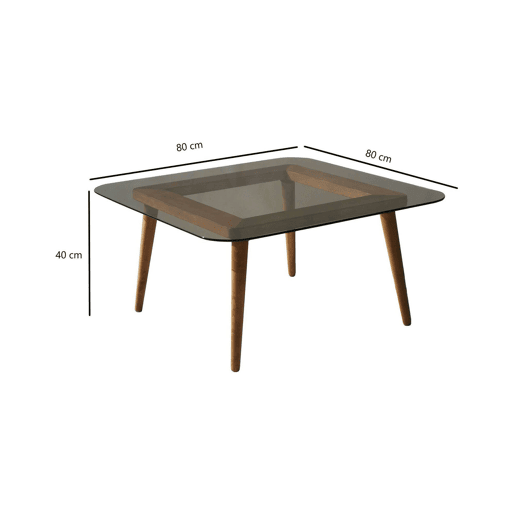 Mesa de Centro em Madeira Maciça com Efeito Fumê Mesa de Centro em Madeira Maciça com Efeito Fumê