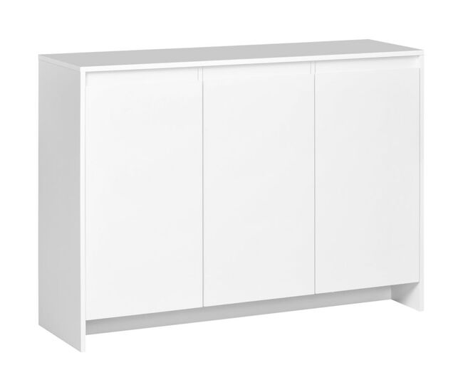 Homcom aparador de cocina moderno mueble aparador con 3 puertas estantes ajustables y cierre suave soporte para televisores 120x35x85 cm blanco