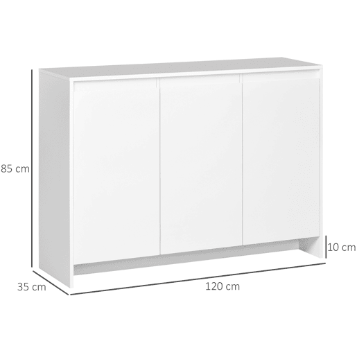 HOMCOM Aparador de Cozinha Moderno com 3 Portas Prateleiras Ajustáveis u200Bu200Be Suporte para TV com Fecho suave 120x35x85 cm Branco
