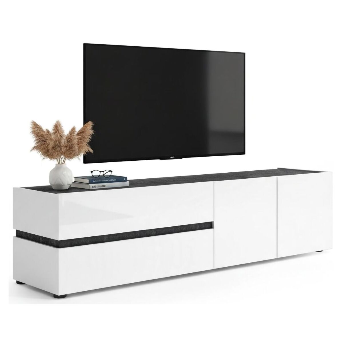 Mueble para TV con 2 Cajones de Madera Noble