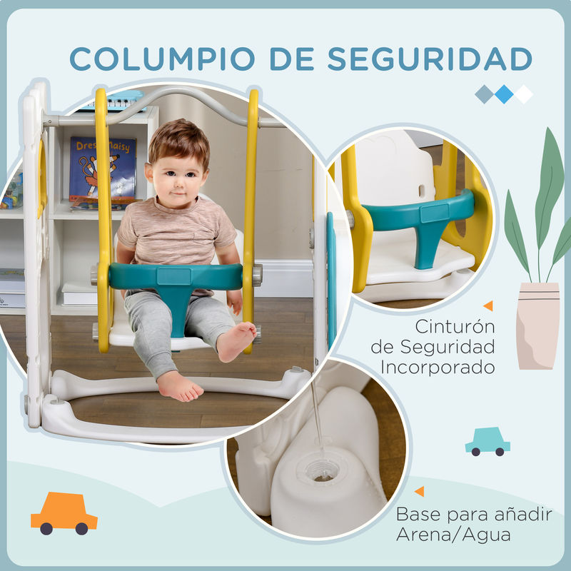 AIYAPLAY Parque Infantil 6 En 1 Con Tobogán, Columpio, Baloncesto Y Telescopio – Para Niños De 1 A 3 Años