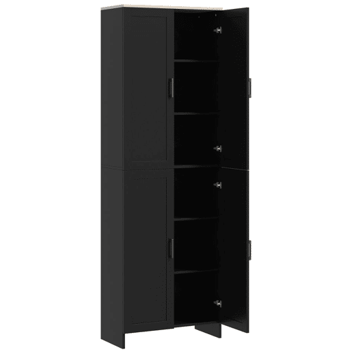 HOMCOM Aparador de 4 Portas, Armário Estreito para Sala, Cozinha ou Entrada com Prateleiras Ajustáveis, 60x30x171 cm, Preto