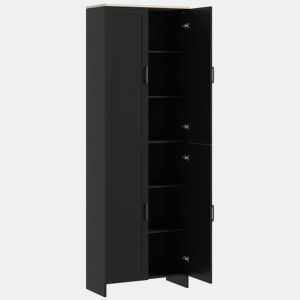 HOMCOM Aparador de 4 Portas, Armário Estreito para Sala, Cozinha ou Entrada com Prateleiras Ajustáveis, 60x30x171 cm, Preto