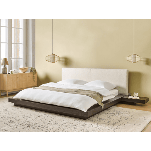Cama de água Bouclé ZEN 180 x 200 cm Madeira escura de freixo