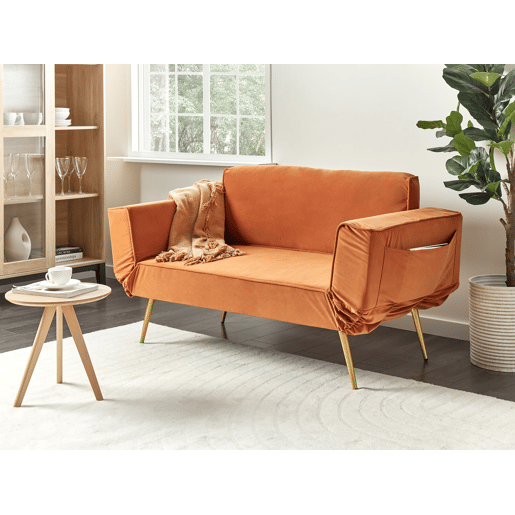 Sofá-cama SAARELA Veludo Laranja 2 lugares