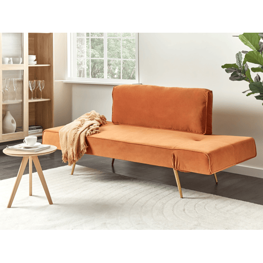Sofá-cama SAARELA Veludo Laranja 2 lugares