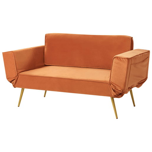 Sofá-cama SAARELA Veludo Laranja 2 lugares