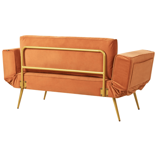 Sofá-cama SAARELA Veludo Laranja 2 lugares