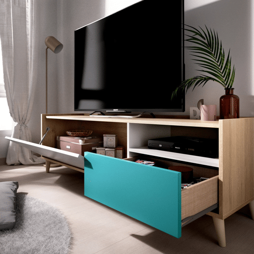 Móvel tv com efeito madeira
