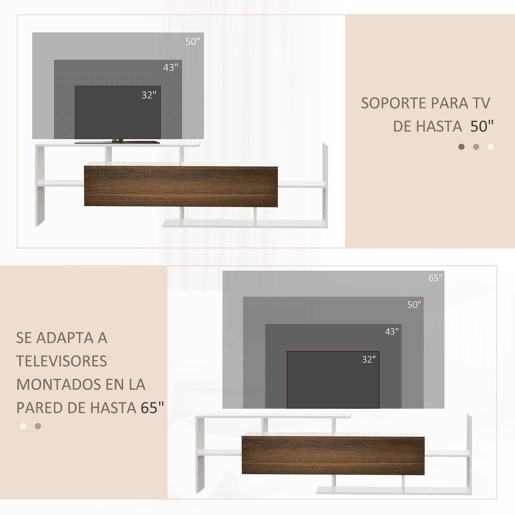 HOMCOM Móvel de TV Moderno Móvel de Sala de Estar para Televisores 153,6x25x42 cm e Prateleira de Parede 150x14,5x16,3 cm Branco e Marrom HOMCOM Móvel de TV Moderno Móvel de Sala de Estar para Televisores 153,6x25x42 cm e Prateleira de Parede 150x14,5x16,3 cm Branco e Marrom