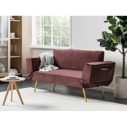 Sofá-cama SAARELA Veludo Rosa 2 lugares