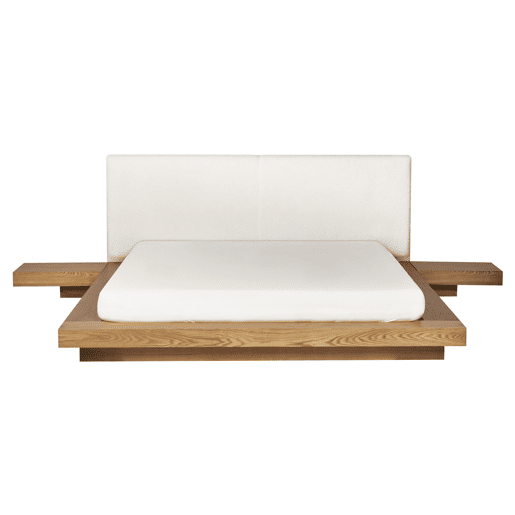 Cama com LED Bouclé ZEN 160 x 200 cm LED Freixo natural