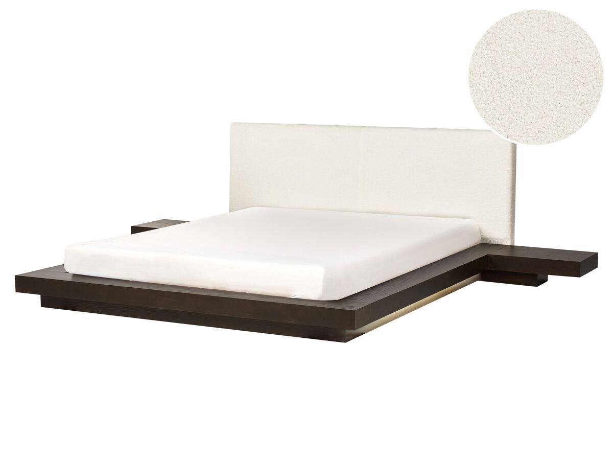 Beliani Cama LED MDF ZEN 308x229 Madera Oscura