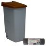 WELL HOME Contentor Fechado 85L Castanho Alt.76cm+10 sacos de lixo 100L