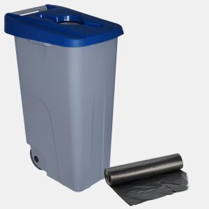 WELL HOME Recipiente Aberto 110L Azul Alt.88cm+10 sacos de lixo 120L