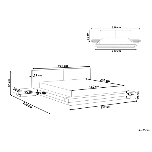 Cama com LED Bouclé ZEN 180 x 200 cm LED Freixo natural