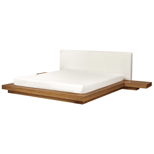 Cama com LED Bouclé ZEN 180 x 200 cm LED Freixo natural