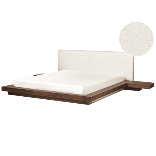 Cama com LED Bouclé ZEN 180 x 200 cm LED Freixo castanho