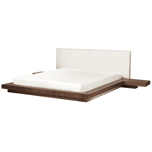 Cama com LED Bouclé ZEN 180 x 200 cm LED Freixo castanho
