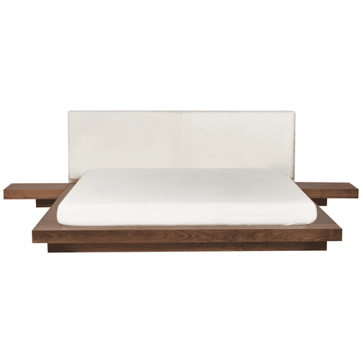 Cama com LED Bouclé ZEN 180 x 200 cm LED Freixo castanho
