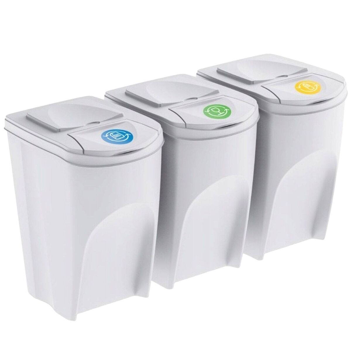Well home set de 3 cubos de basura-papelera reciclaje, blanco roto, 3x35l