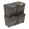 WELL HOME Conjunto de 4 caixotes do lixo - caixote do lixo cinzento 4x25L