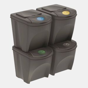 WELL HOME Conjunto de 4 caixotes do lixo - caixote do lixo cinzento 4x25L
