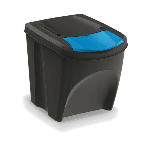 WELL HOME Conjunto de 3 latas de lixo 100% plástico reciclado, preto, 3x25L