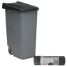 WELL HOME Contentor Fechado 85L Preto Alt.76cm+10 sacos de lixo de 100L
