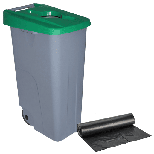 WELL HOME Recipiente Aberto 110L Verde Alt.88cm+10 sacos de lixo 120L