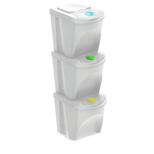 WELL HOME Conjunto de 3 lixeiras-lixeira, branco sujo, 3x25L