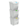 WELL HOME Conjunto de 3 lixeiras-lixeira, branco sujo, 3x25L