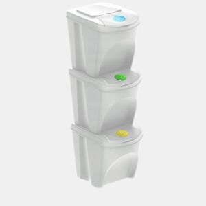 WELL HOME Conjunto de 3 lixeiras-lixeira, branco sujo, 3x25L