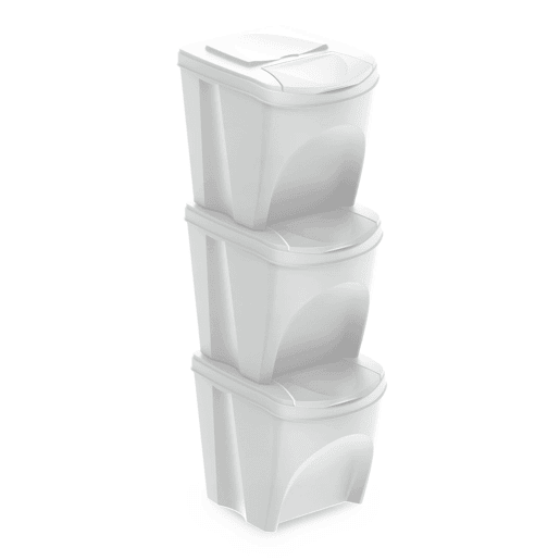 WELL HOME Conjunto de 3 lixeiras-lixeira, branco sujo, 3x25L