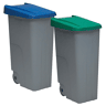 WELL HOME Conjunto de 2 Recipientes Fechados de 110L Azul+Verde Alt.88cm