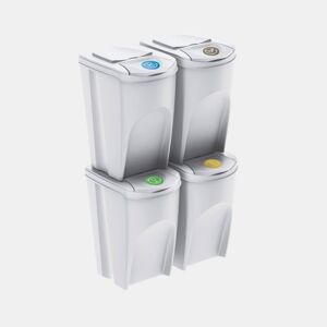 WELL HOME Conjunto de 4 lixeiras-lixeira, branco sujo, 4x35L