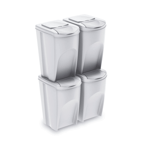 WELL HOME Conjunto de 4 lixeiras-lixeira, branco sujo, 4x35L