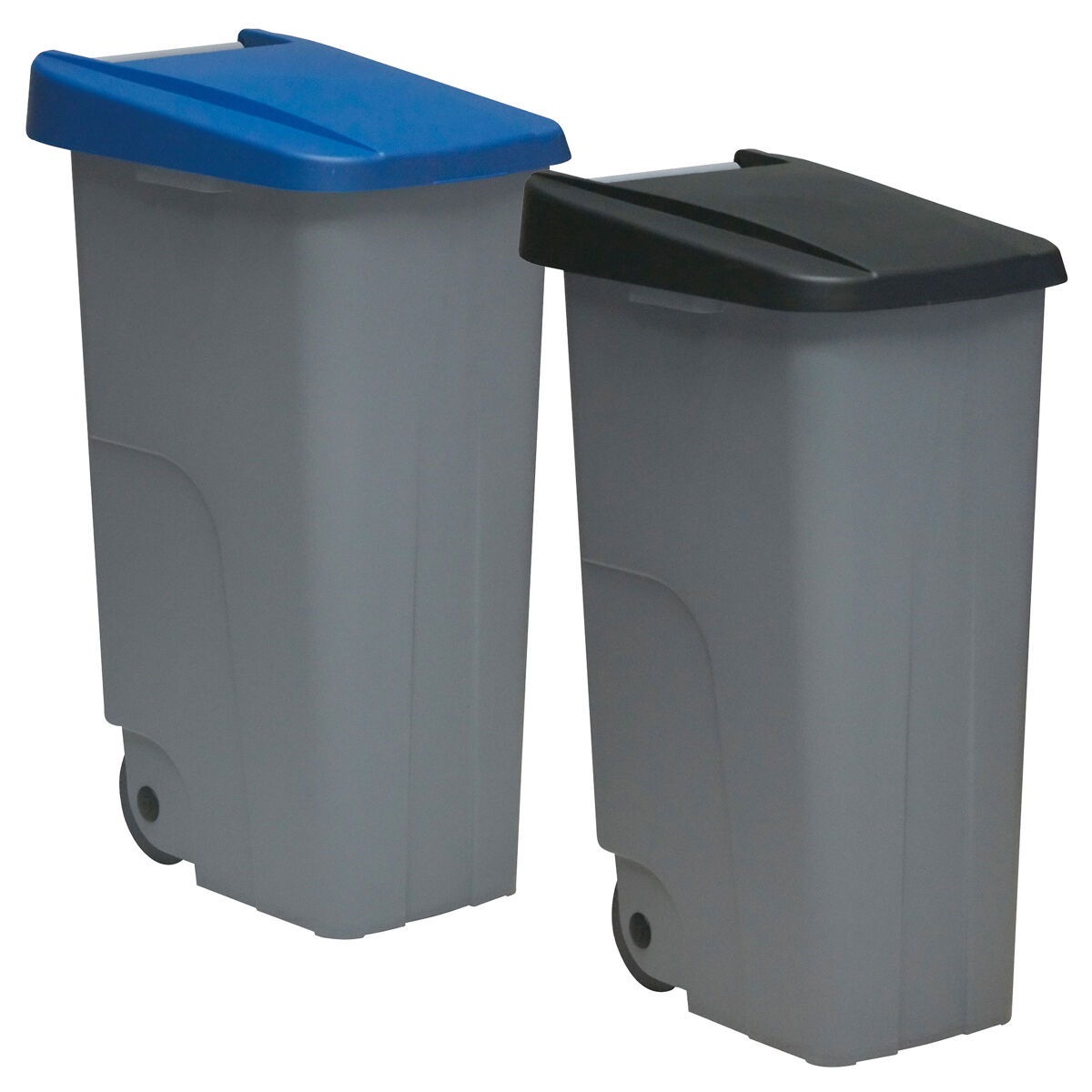 Well home set de 2 contenedores cerrados de 110l azul+negro h.88cm