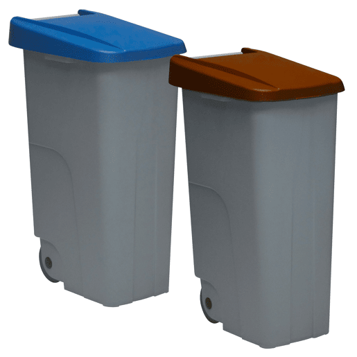 WELL HOME Conjunto de 2 Recipientes Fechados de 110L Azul+Castanho Alt.88cm