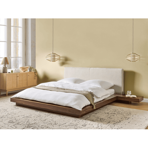 Cama Bouclé ZEN 160 x 200 cm Freixo castanho
