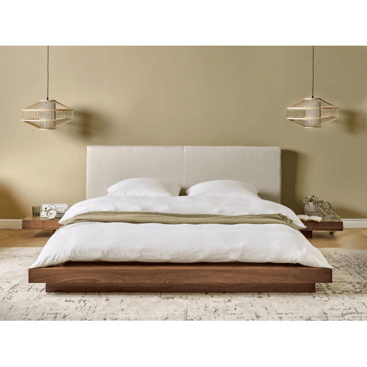 Cama Bouclé ZEN 160 x 200 cm Freixo castanho