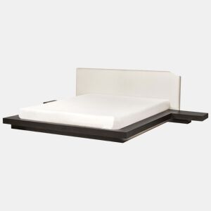 Cama com LED Bouclé ZEN 180 x 200 cm LED Madeira escura de freixo