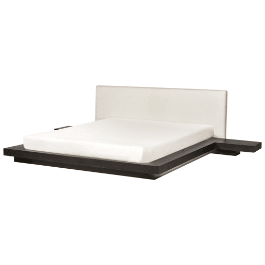 Cama com LED Bouclé ZEN 180 x 200 cm LED Madeira escura de freixo