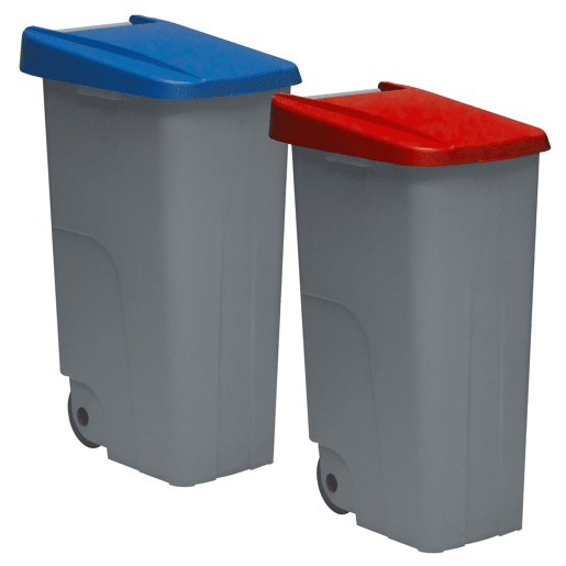 WELL HOME Conjunto de 2 Recipientes Fechados de 110L Azul+Vermelho Alt.88cm