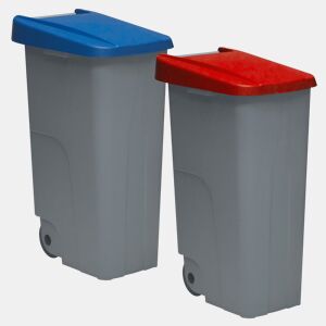 WELL HOME Conjunto de 2 Recipientes Fechados de 110L Azul+Vermelho Alt.88cm