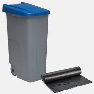 WELL HOME Contentor Fechado 110L Azul Alt.88cm+10 sacos de lixo 120L