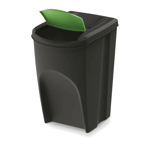 WELL HOME Conjunto de 4 latas de lixo 100% plástico reciclado, preto, 4x35L